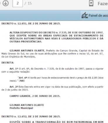 Decreto sobre parquimetro
