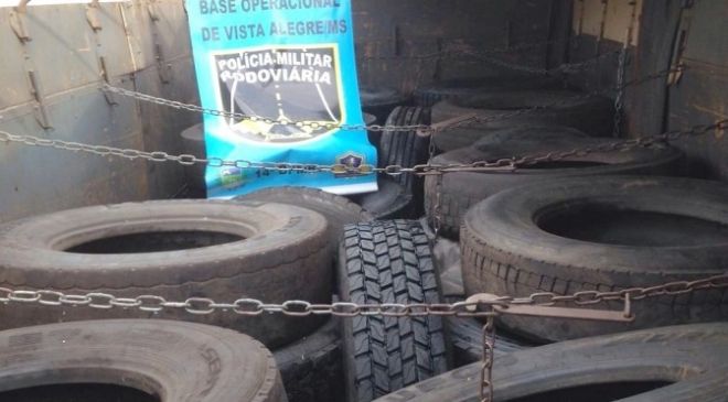 Polícia Militar Rodoviária apreende pneus contrabandeados avaliados em R$ 50 mil
