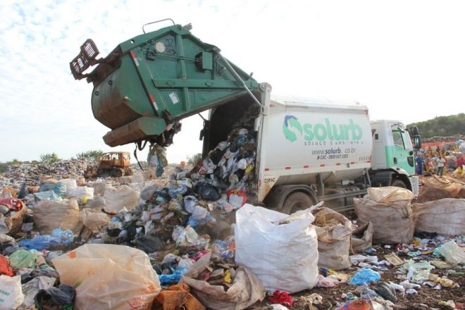 Foto ilustrativa de lixão, aterro sanitário, material reciclado, lixo, coleta seletiva, resíduos, Solurb