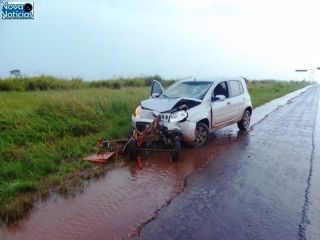 Idoso morre em colisão entre motocicleta e carro na MS-134