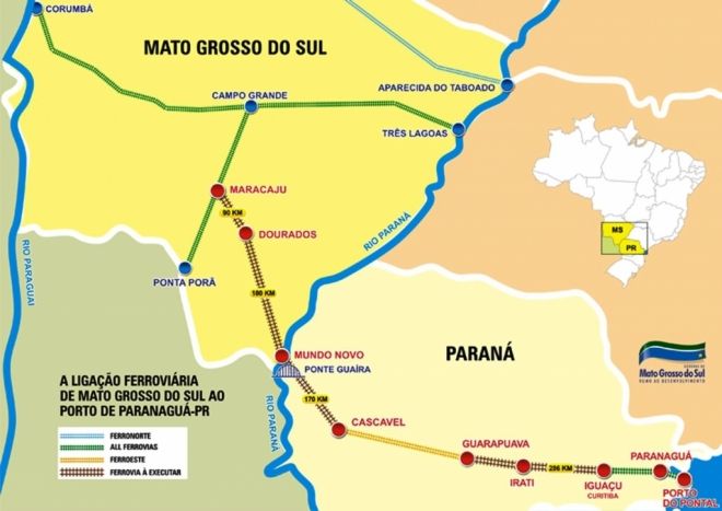 Ferrovia entre Dourados e Paranaguá poderá ser corredor da agropecuária entre Mato Grosso do Sul e Paraná
