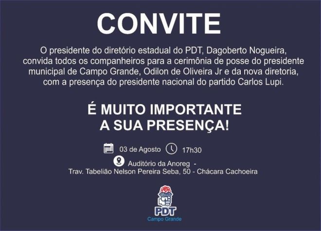 Vereador Odilon de Oliveira Júnior assume presidência Municipal do PDT