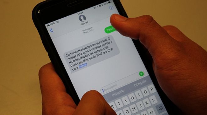 Mais de 6,6 mil já se cadastraram para receber alerta de desastres por SMS