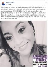 Vereador Tadeu Vieira considera cruel feminicídio a professora Nádia Sol