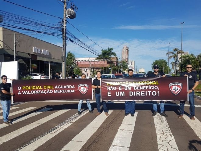 Policiais Civis fazem manifestação na Afonso Pena para garantir Promoção Funcional