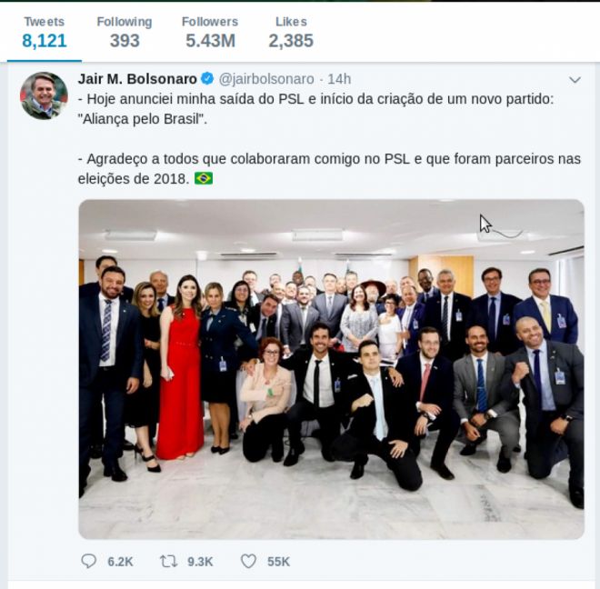 Bolsonaro anuncia saída do PSL 