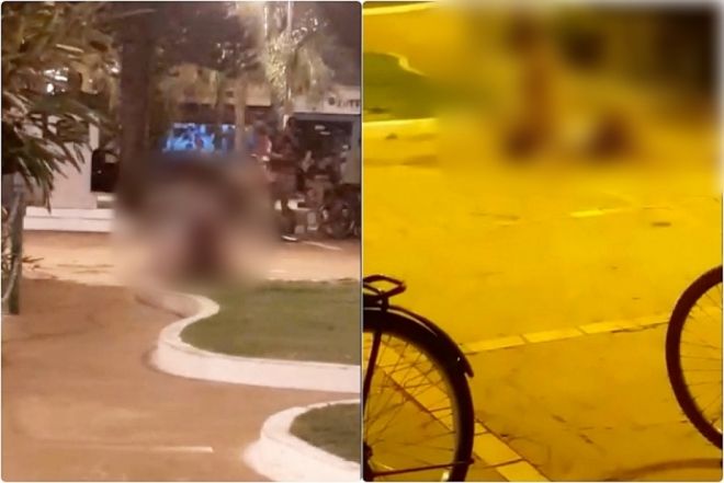 Moradores de rua fazem sexo em praça na presença de crianças 