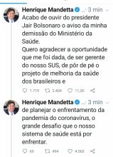 Anúncio de demissão do ministro Luiz Henrique Mandetta