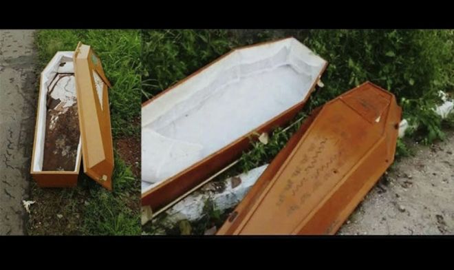 Fotos de caixões vazios são usados para minimizar mortes por covid-19
