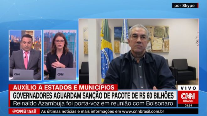 Governador Reinaldo Azambuja em entrevista à CNN Brasil
