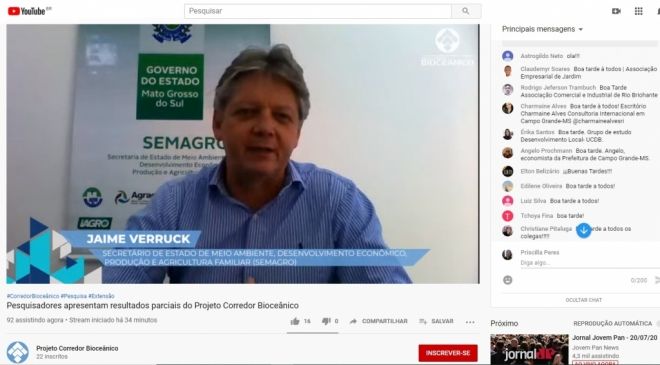 Em live, Verruck fala sobre projeto estratégico do Corredor Bioceânico