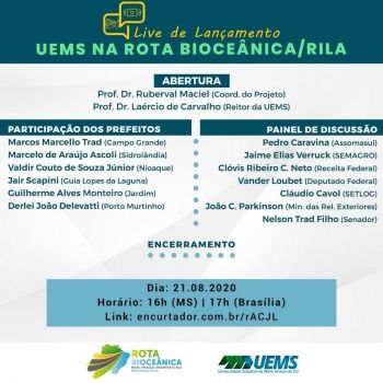 Projeto UEMS na ROTA será lançado em Live