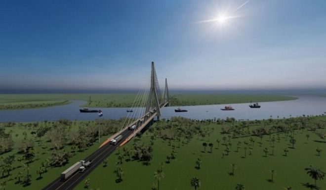 Porto Murtinho, ponte sobre o rio Paraguai projetada pela Itaipu