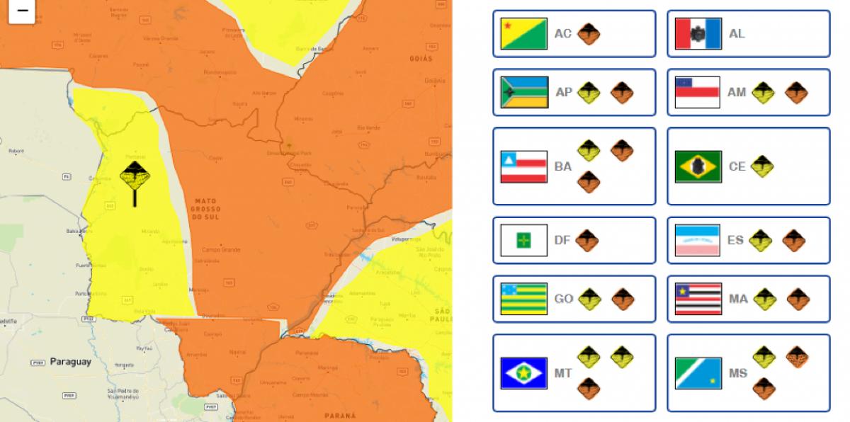 Mato Grosso do Sul está sob alerta de tempestade 