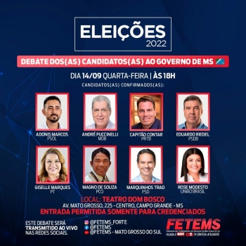 FETEMS realiza debate com candidatos ao governo de Mato Grosso do Sul