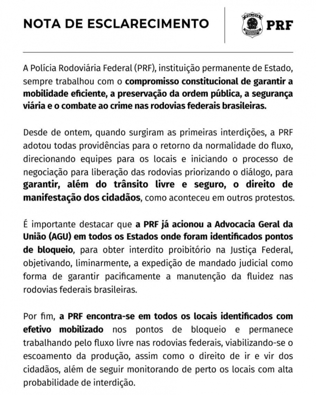 Sem sucesso PRF aciona AGU para liberação de rodovias no MS