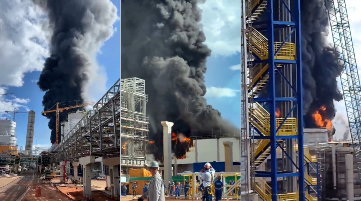 Incêndio atinge a indústria de celulose Suzano em Ribas do Rio Pardo