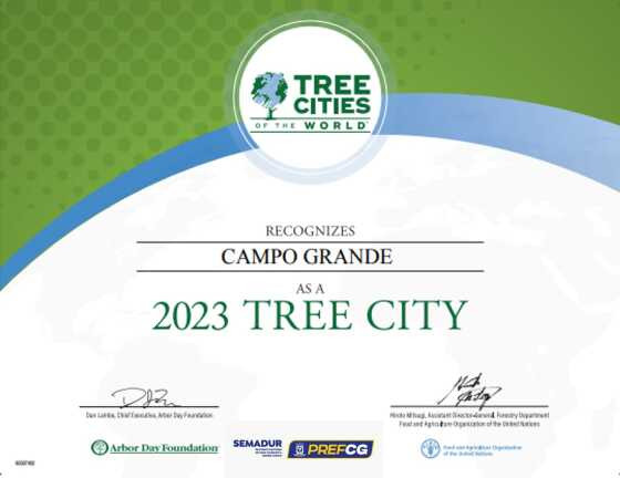 Campo Grande ganhou pela quinta vez o título Tree City of de World