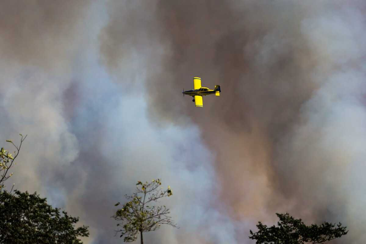 Bombeiros e Força Nacional reduzem os focos de incêndios na fazenda São Bento no Pantanal