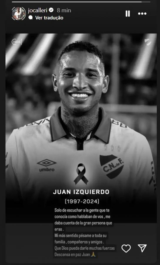 Morre zagueiro Juan Izquierdo, 5 dias após desmaio durante jogo em SP