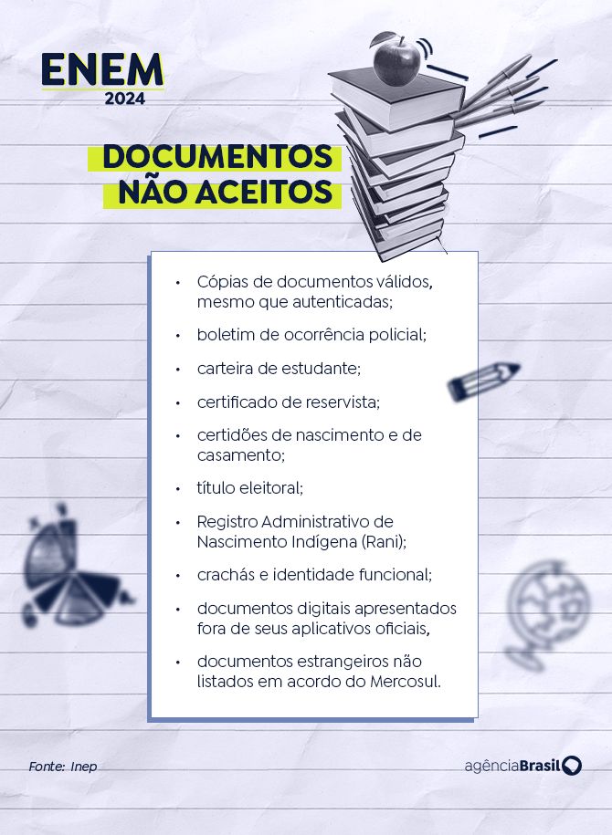 Enem 2024: confira documentos aceitos nos dois dias de provas