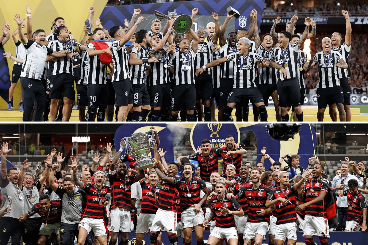 Botafogo Campeão Brasileiro e Flamengo Campeão da Copa do Brasil 2024