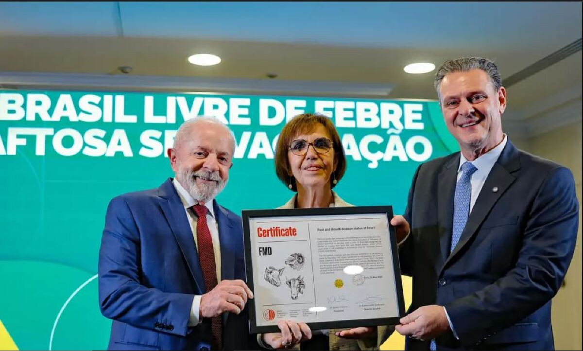 Lula recebe o certificado do Brasil livre da febre aftosa sem vacinação em Paris