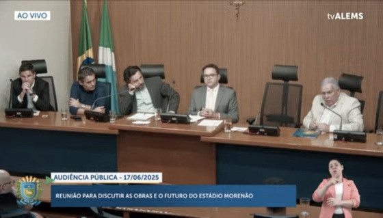 Estevão Petrallás,  Presidente da FFMS durante audiência pública Estádio Morenão 