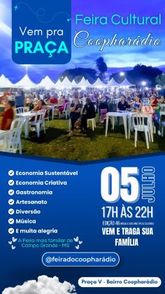 Feira Cultural do Coopharádio leva arte, música e sabores para a zona sul de Campo Grande 