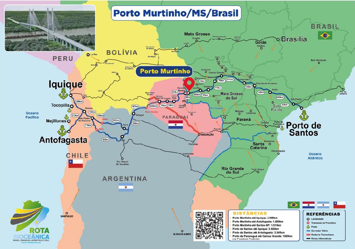 Mapa da Rota Bioceânica