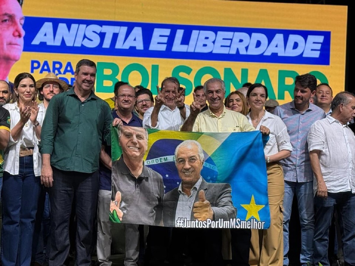 Eduardo Riedel(PP), Costa Neto Presidente do PL e Reinaldo Azambuja - evento de filiação ao PL Campo Grande-MS 2025
