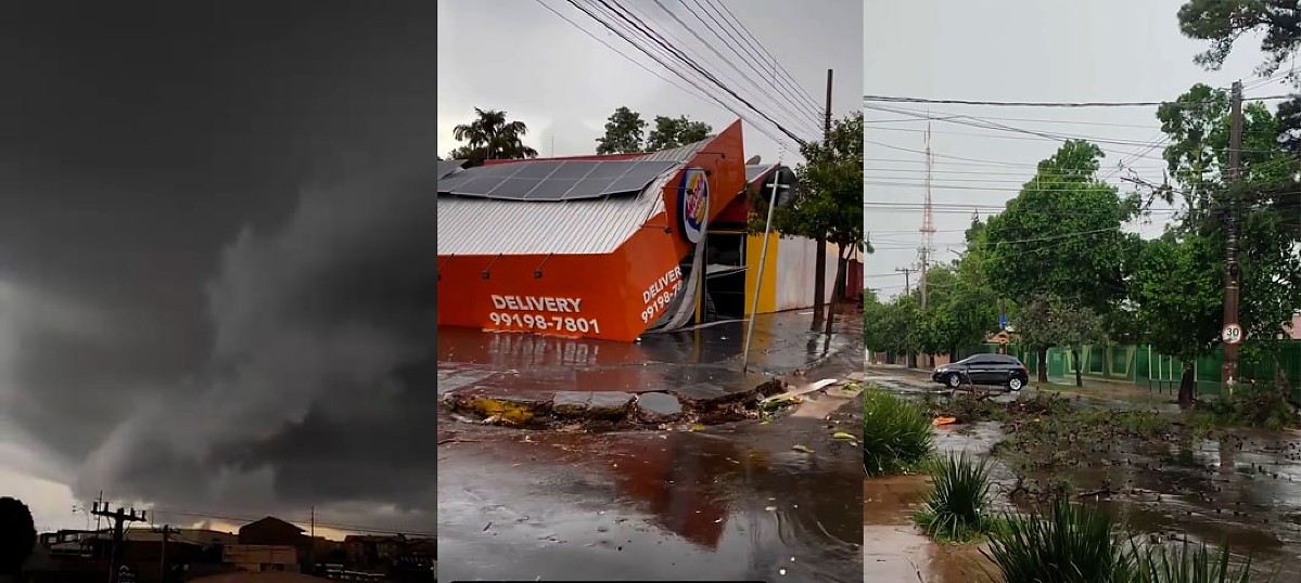 Temporal vira o tempo em minutos e provoca destruição em Mato Grosso do Sul