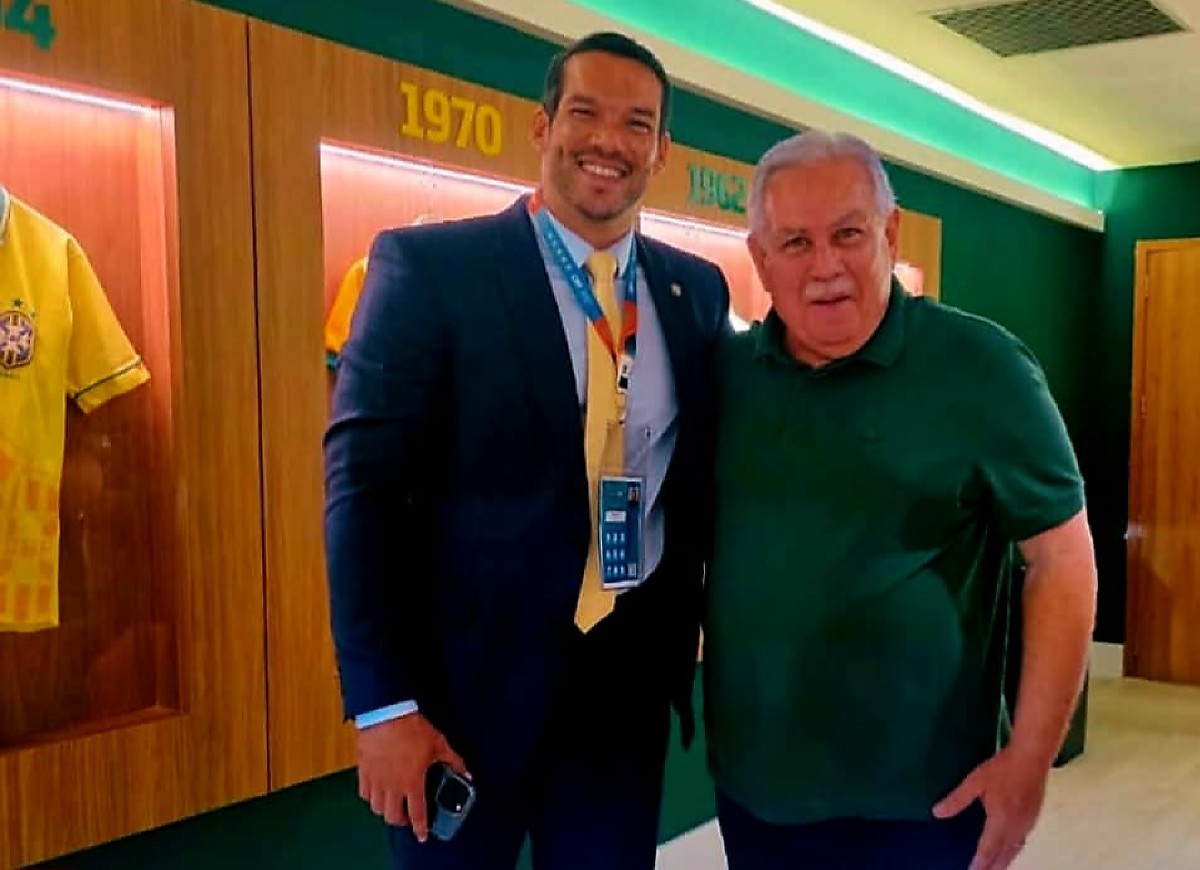 Presidente da CBF Samir Xaud e Estevão Petrallás da FFMS 2025