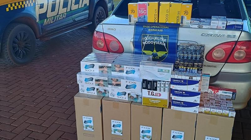 Toyota Corolla é apreendido transportando produtos ilegais em MS