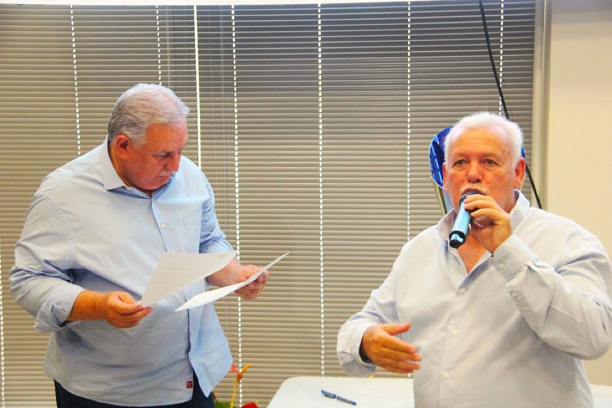 Presidente Estev&atilde;o Perall&aacute;s e o dirigente Marco Tavares da FFMS