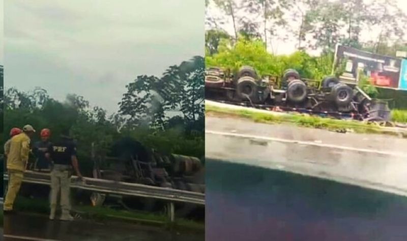 O acidente aconteceu em uma curva da rodovia, antes do acesso à Ponte Ayrton Senna em Mundo Novo