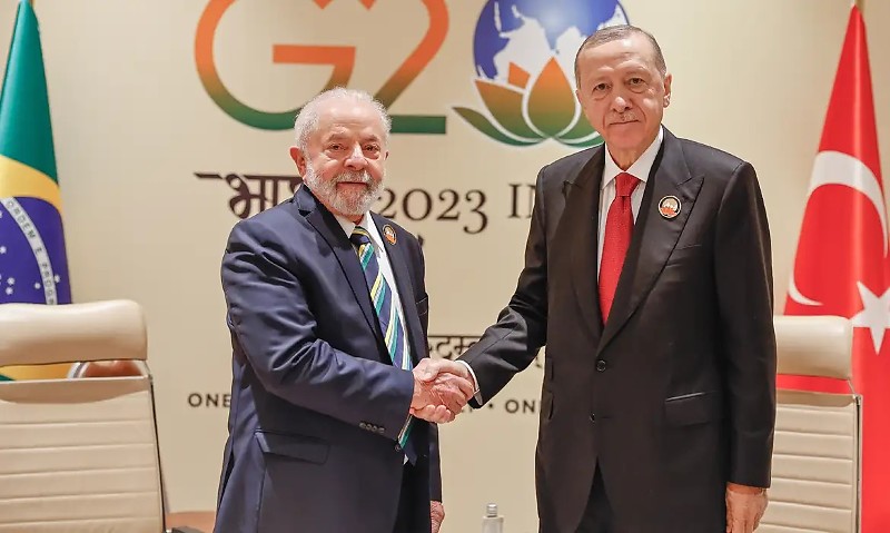 Nova Delhi, Índia, 09.09.2023 - Presidente da República, Luiz Inácio Lula da Silva, na abertura da cúpula do G-20, se reúne com o Presidente da República da Turquia, Recep Tayyip Erdoğan