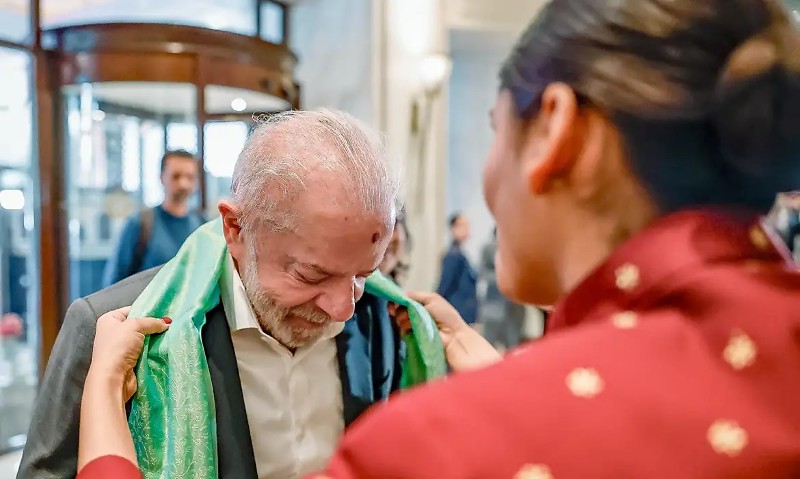 18.02.2026 - Presidente da República, Luiz Inácio Lula da Silva, durante chegada a Nova Deli. Aeroporto Internacional Indira Gandhi (DEL). Nova Deli — Índia