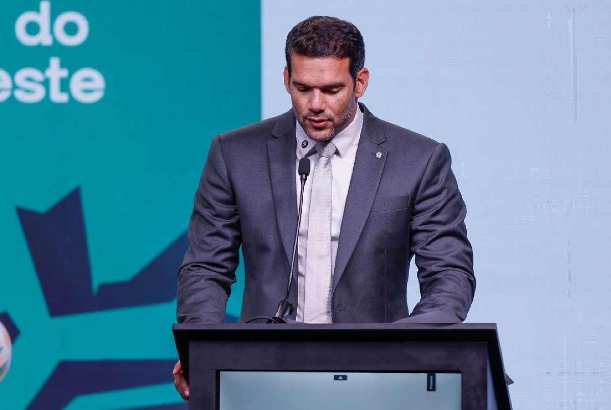 Presidente da CBF, Samix Xaud, durante o sorteio dos grupos das copas regionais - Copa Verde2026