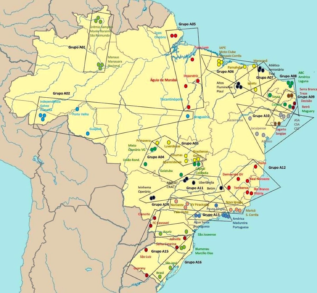 Mapa do Brasil com as divis&otilde;es de grupos da S&eacute;rie D 2026