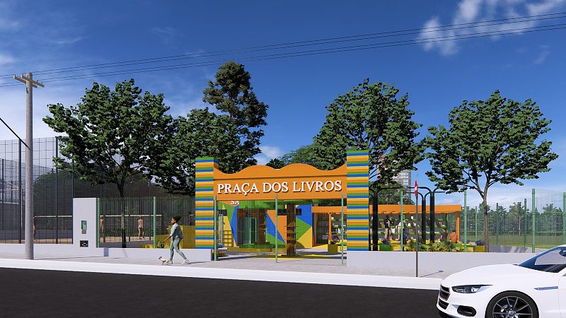 Praça dos Livros está localizada no Bairro Seminário, na região do Jardim Oracília.