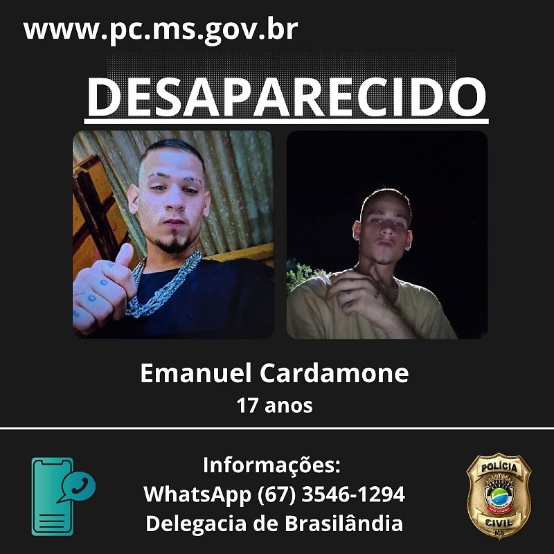 Polícia Civil pede ajuda para localizar adolescente desaparecido em Brasilândia