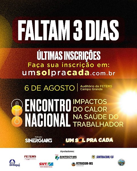 Sinergia-MS realiza encontro nacional em Campo Grande para debater impactos do calor na saúde dos trabalhadores