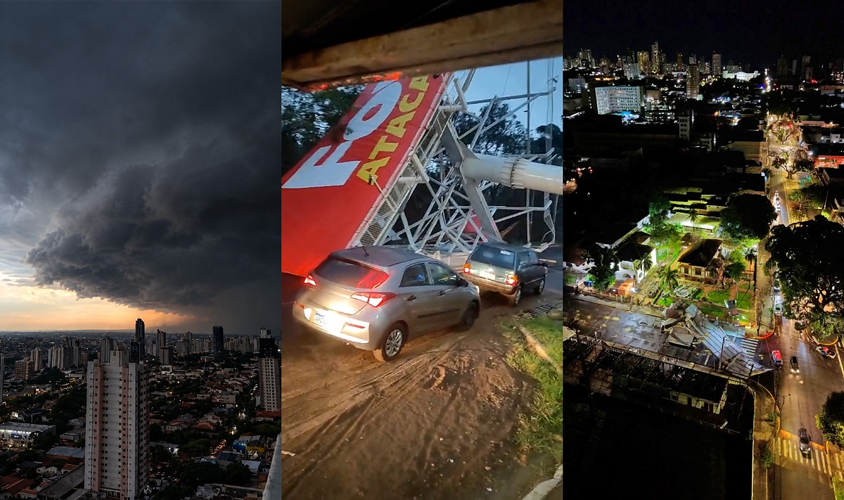 V&iacute;deos mostram rastro de destrui&ccedil;&atilde;o ap&oacute;s temporal em Campo Grande