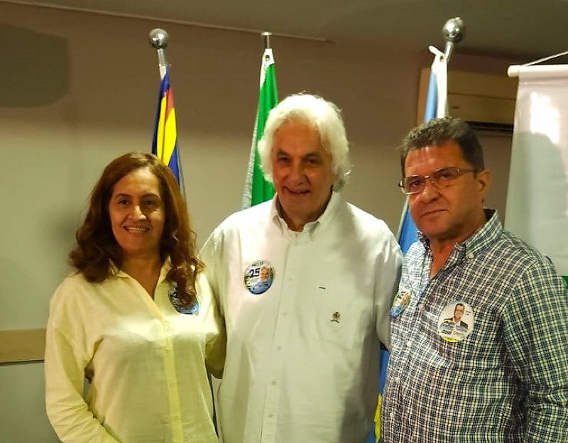 Candidatos a Majoritária do PRD Mariliana Santos (Vice), Delcidio Amaral e Valter da Comagran (Senado) nas eleições 2026