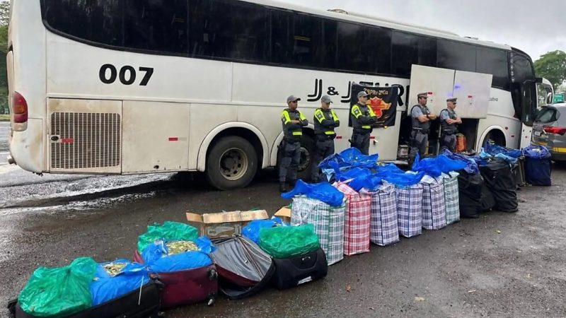 Ônibus que saiu de Corumbá é apreendido com 746 kg de folhas de coca
