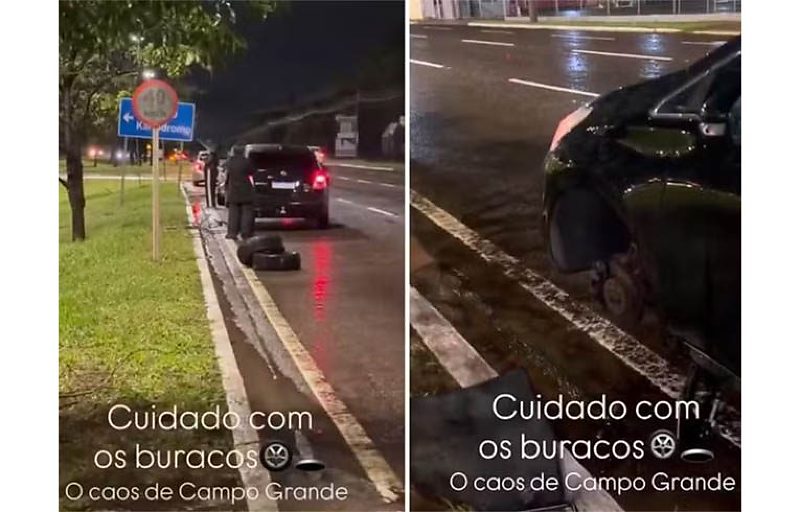 Vídeo mostra fila de carros sem pneus