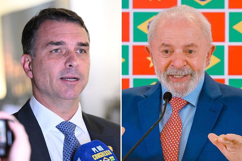 Flavio Bolsonaro (PL) e Lula (PT)