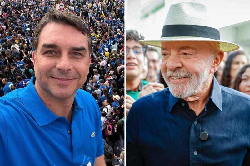 Flavio Bolsonaro (PL) e Lula (PT)