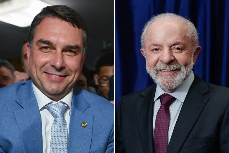 Flavio Bolsonaro (PL) e Lula (PT)